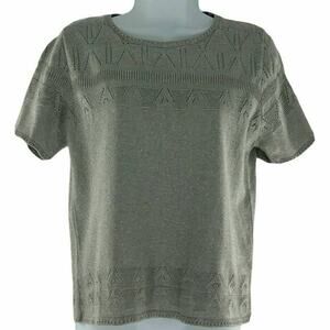 Alfred Dunner Sweater Women's Size Petite Medium Vintage Metallic Gray Knit Top